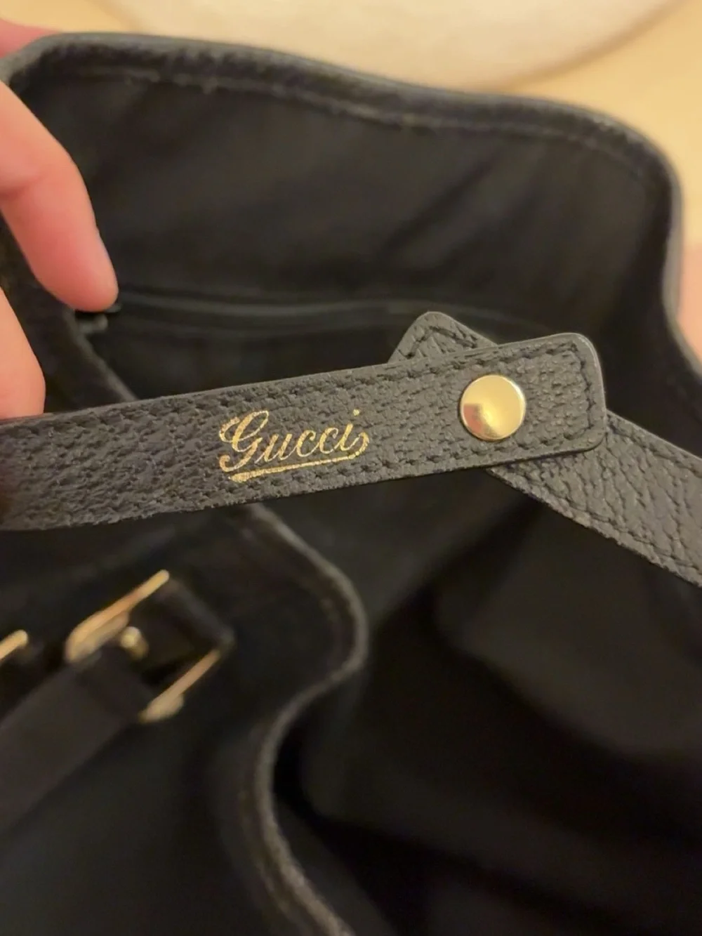 Gucci Black Monogram Shoulder Bag with Gold-Tone Hardware
